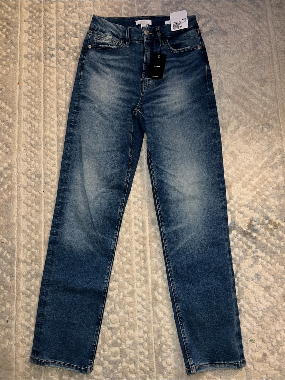 Women’s Blue Washed Straight-Leg Jeans